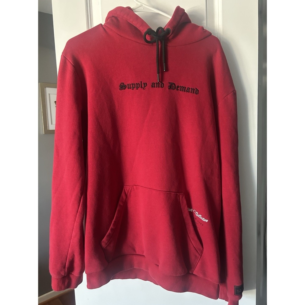 Men's Supply And Demand Of New York Red Pullover Hoodie Size XL